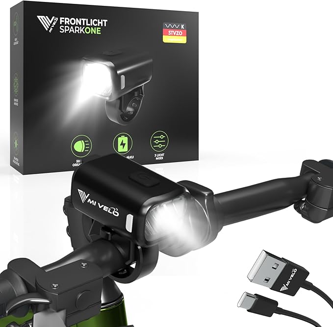 MIVELO Fietsverlichting Set – USB Oplaadbaar & Waterdicht – 100 Lux – Smart One
