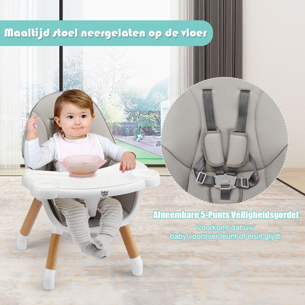 Coast 4-in-1 Babystoel Eetstoel - In Hoogte Verstelbaar - Grijs