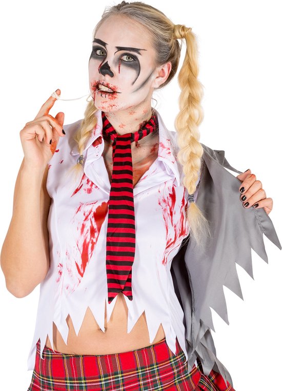 Dressforfun vrouwenkostuum sexy zombie S - verkleedkleding kostuum halloween verkleden feestkleding carnavalskleding carnaval feestkledij partykleding - 300125