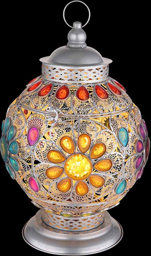 Globo tafellamp Gelasius - zilver - metaal - 27 cm - E27 fitting - 15658T