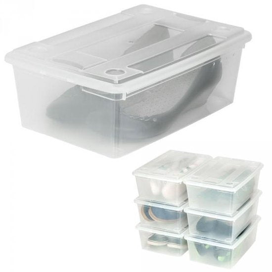 Tectake - set van 6 transparante opbergdozen - 33 x 23 x 12 cm - 401685