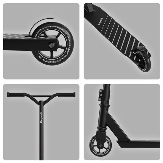 LifeGoods Stuntstep Fly Pro - 6+ Jaar - Step voor Kinderen - Jongens/Meisjes - 100mm - 100KG - Zwart