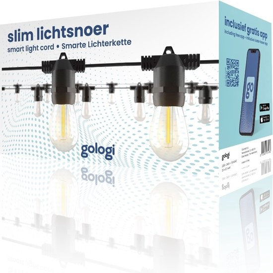 Gologi Lichtsnoer – Smart LED Verlichting met App – Waterdicht – 5 m – Warm Wit – Zwart