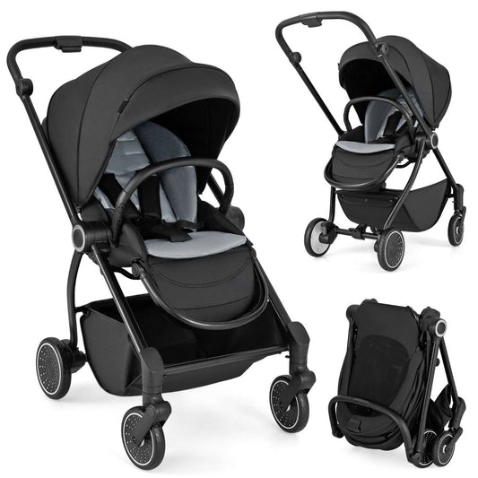 Coast Opvouwbare Kinderwagen 94x51x102 cm Zwart met Omkeerbare Zitting, Verstelbare Rugleuning en Kap