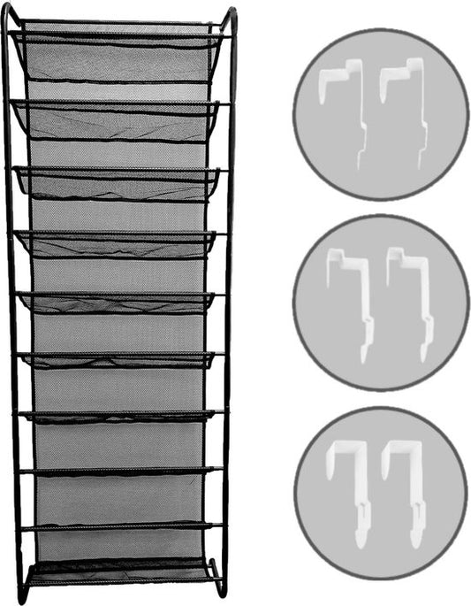 O'DADDY® Hangend Schoenenrek Metaal – Voor Opdek & Stompe Deuren – 30 Paar Schoenen – Compact & Ruimtebesparend – Zwart