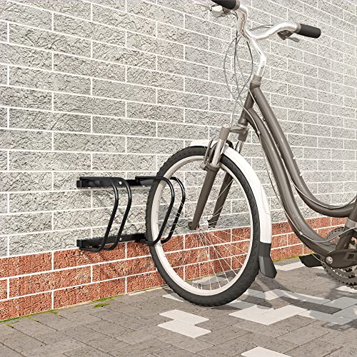 Woltu Fietsenrek voor 2 Fietsen Zwart Metaal - Vloer- en Wandmontage