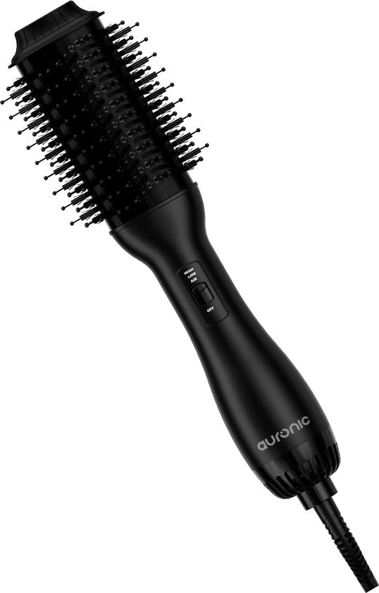 Auronic 4-in-1 Föhnborstel - Airstyler - Kammen - Stijlen - Krullen - Föhnen - 37 mm Krulborstel - 360 Graden Airflow - Zwart/Zwart