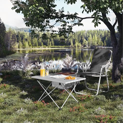 Woltu Vouwtafel Campingtafel Picknicktafel Aluminium Zilver 68 x 46 x 40 cm