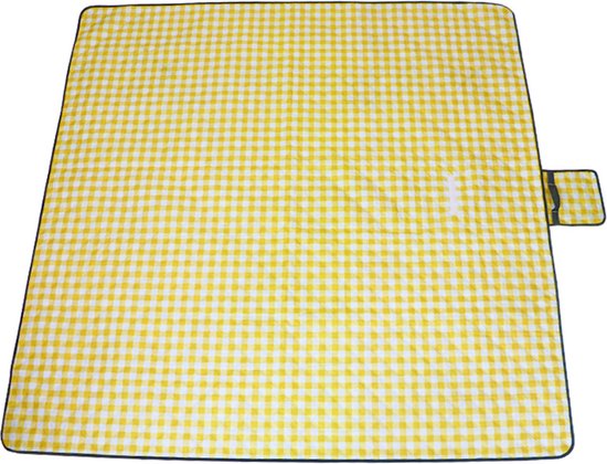 Fuegobird- Picknickdeken-200 x 200 cm-Stranddeken- Opvouwbare campingdeken- Waterdicht- Zanddichte picknickmat- Draagbare tuin-strandmat- Machinewasbaar- voor kamperen- Tuin- Park- Strand-geschikt voor kinderen's kruipdeken (geel)