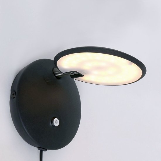Steinhauer Zenith LED - Wandlamp Modern - Zwart - H:12cm - Ø:12cm - Universeel - Voor Binnen - Metaal - Wandlampen - Slaapkamer - Woonkamer