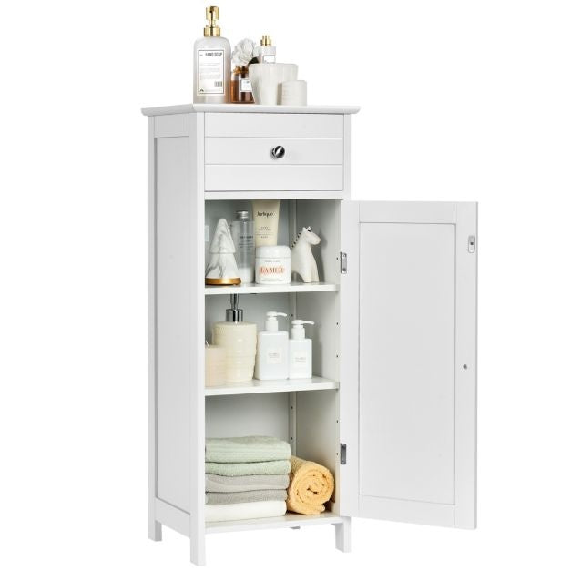 Coast Badkamerkast - 3 Planken en 1 Lade - MDF - 35 x 30 x 87 cm - Wit
