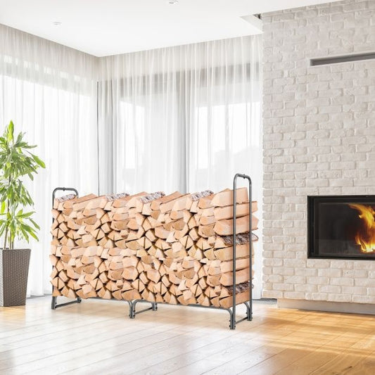 Coast Brandhoutopslagrek voor binnen & buiten - 240 x 35,5 x 122,5 cm - Zwart