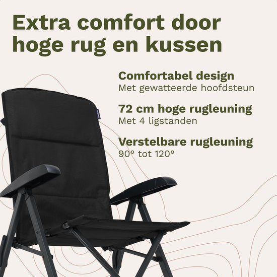 TRVLMORE Campingstoelen Luxe - Opvouwbaar - 2-Pack - 150KG Draagvermogen - Incl. Draagtas - Klapstoel - Kampeerstoel - Vouwstoel - Zwart