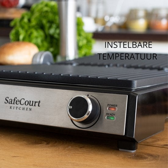 Safecourt Kitchen - 3-in-1 contactgrill - Broodrooster - Verwijderbare platen - 180 °C grill -  RVS