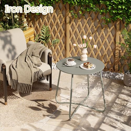 eSituro Ronde Tuin- en Balkon Tafel - Metaal Grijs - Ø48 x H45 cm