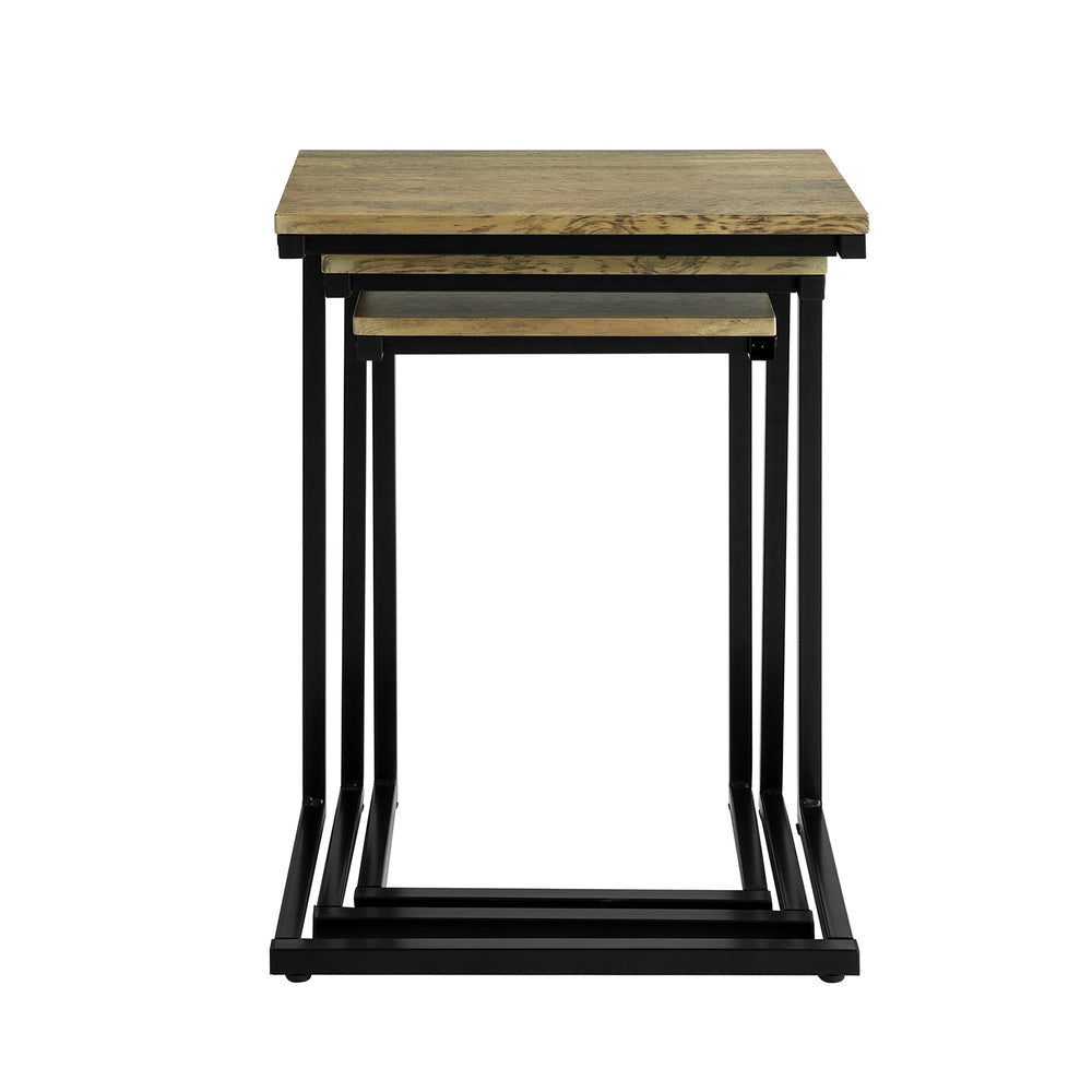 SoBuy Set van 3 salontafels - Inschuifbaar - Bijzettafels - Max. 20KG - 34 x 51 x 26 cm - Houtkleur