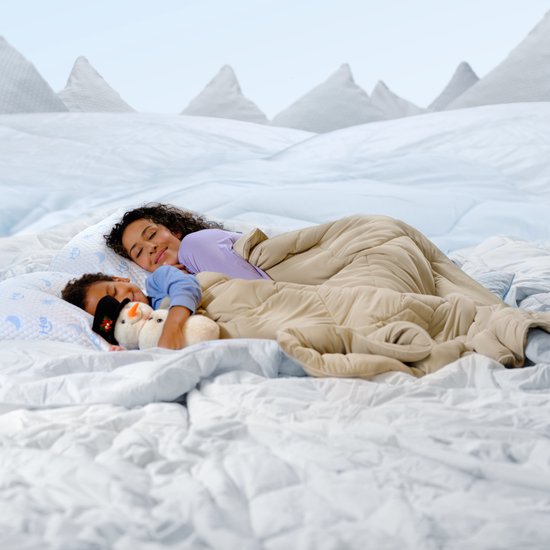 HappyBed Dekbed zonder overtrek 240x220 - Wasbaar Zomerdekbed - Bedrukt dekbed zonder hoes - Hoesloos Dekbed - Lits Jumeaux - Taupe