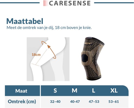 Caresense Kniebrace - Patellabrace - Voor Artritis - Verlichting van Gewrichtspijn - Kniebrace voor Volwassenen - Maat L