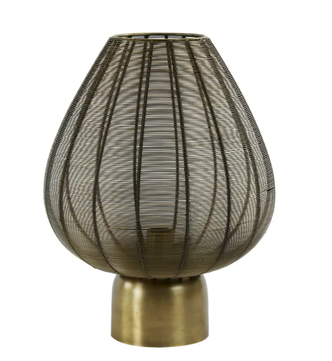 Light & Living Tafellamp SUNEKO Ø35 cm – Antiek Brons – Gevlochten Metaal – Modern & Robuust – E27