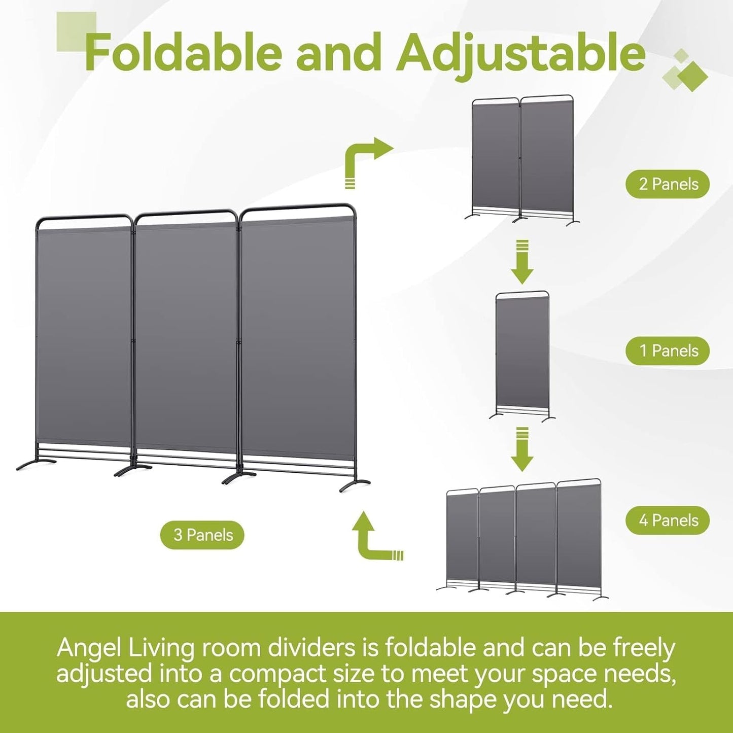 Angel Living Kamerscherm - 3 Panelen - 243 x 180 cm - Binnen & Buiten - Grijs
