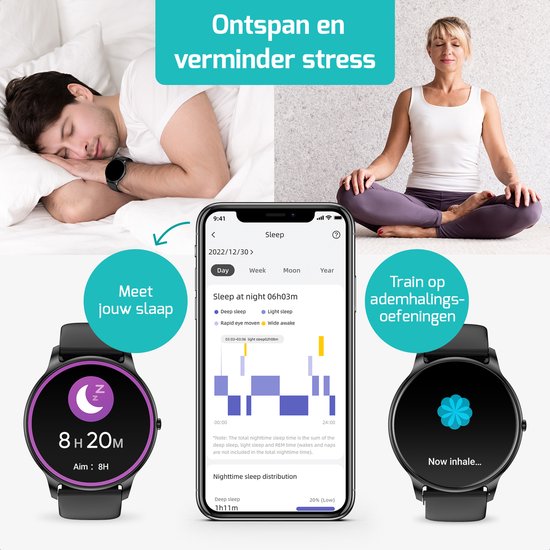 FITAGE Sporthorloge met GPS - Smartwatch Stappenteller Horloge - Activity Tracker - Smartwatches Heren, Dames & Kinderen - Zwart