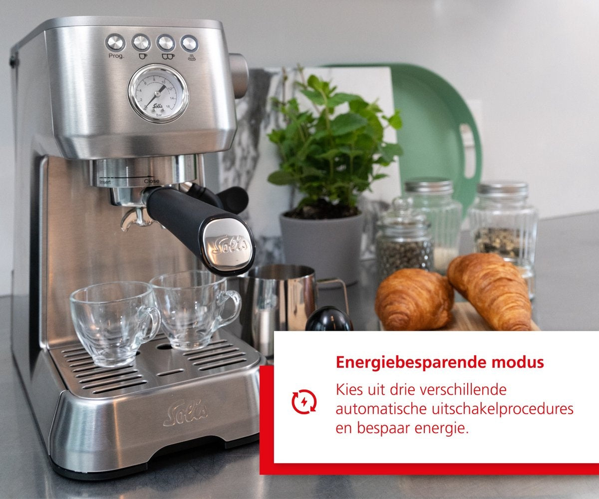 Solis Barista Perfetta Plus 1170 V2 – 1700W Piston Espresso Machine – Espresso & Cappuccino – Zilver