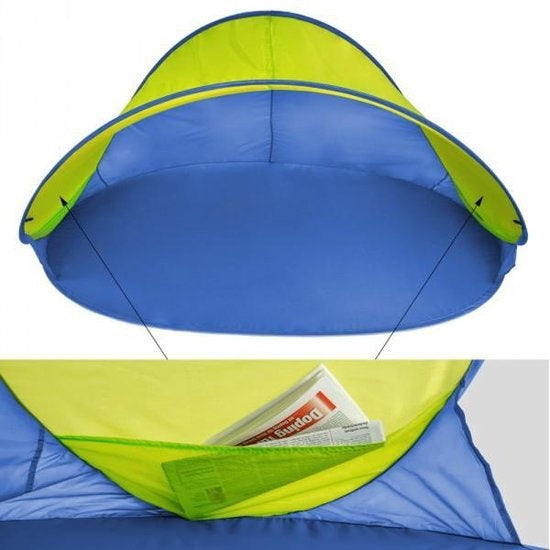 Pop up strandtent beach shelter blauw-geel 401680
