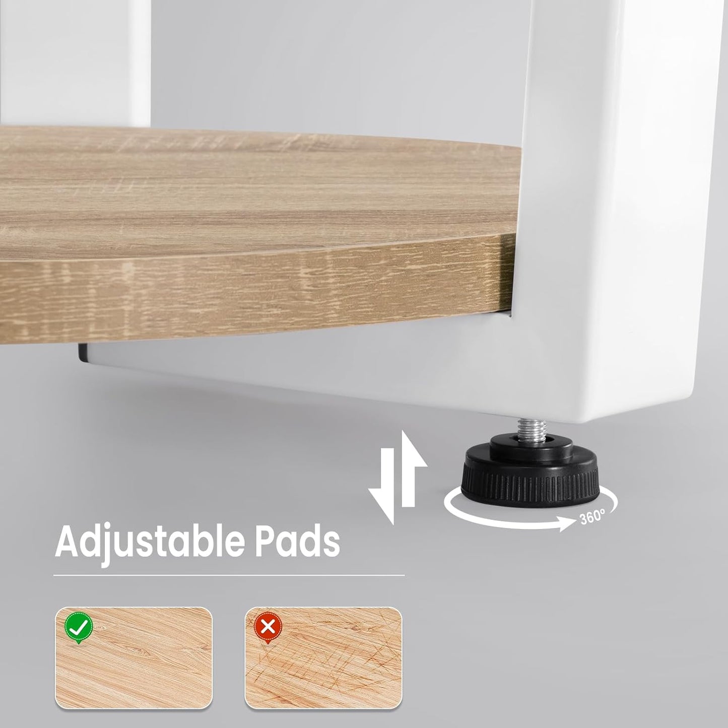 Woltu ronde salontafel - 50x50x53 cm - licht eiken – bijzettafel met 2 legplanken en opbergruimte