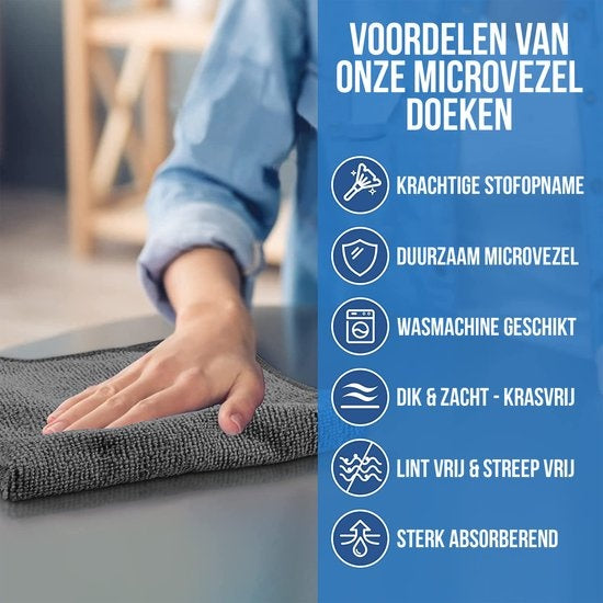 Strex Microvezeldoekjes - 12 Stuks 30 x 30 cm - Wasbaar - Schoonmaakdoekjes - Schoonmaak / Auto