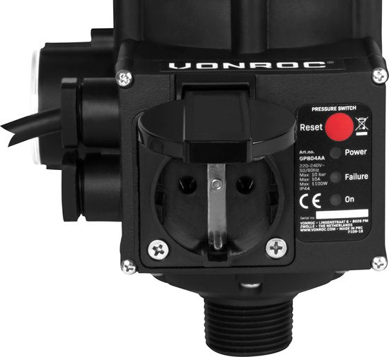 VONROC Drukschakelaar/elektronische drukschakelaar – Plug & Play - Universeel - Max. 1100W