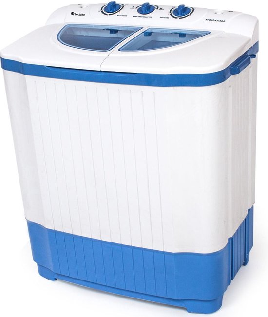 TecTake 400777 Was-droogcombinatie Vrijstaand Bovenbelading Blauw, Wit