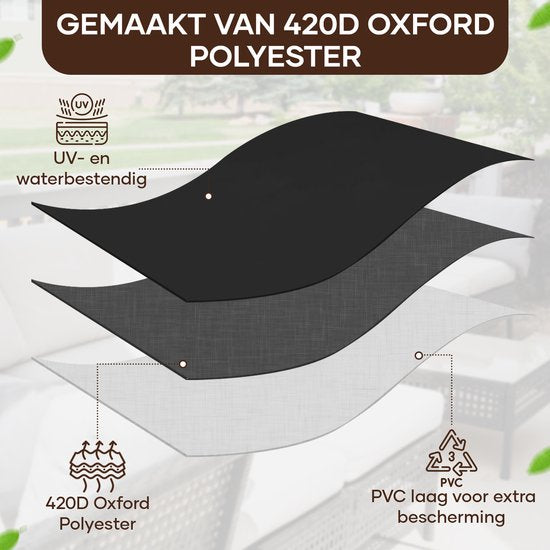 Villux Beschermhoes Tuinbank - Beschermhoes Tuinmeubelen - Hoes Tuinmeubelen - Hoes Tuinset - Loungeset - Waterdicht - Hoes Loungeset - 420D - 300/98 x 300/98 x 70cm