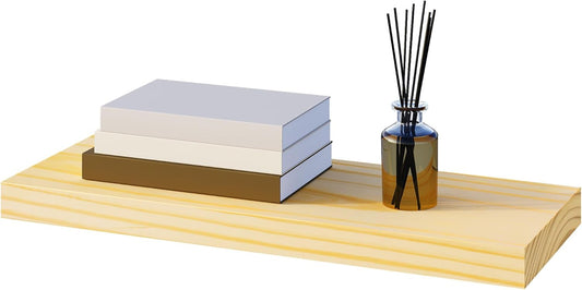 eSituro Houten Wandplank - Zwevende Muurplank met Onzichtbare Bevestiging - Houtlook - 50 x 19 x 3,5 cm