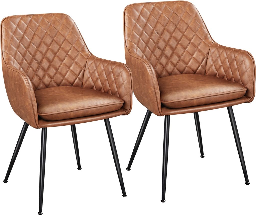 Yaheetech eetkamerstoelen met armleuningen - set van 2 - bruin