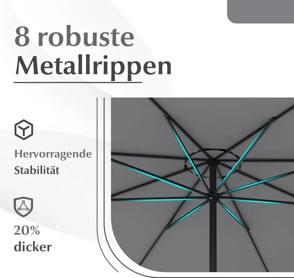 Coast Tuinparasol 350 cm - Antraciet - Met Slinger en 8 Metalen Baleinen