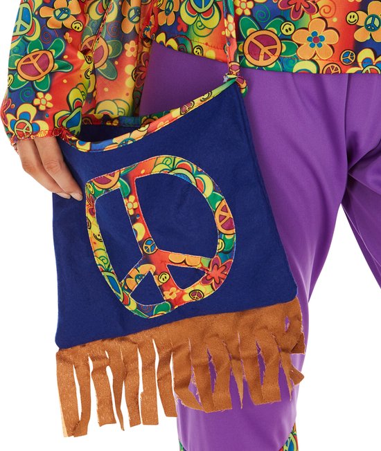 Dressforfun Vrouwenkostuum Hippie XL - verkleedkleding kostuum halloween verkleden feestkleding carnavalskleding carnaval feestkledij partykleding - 300945
