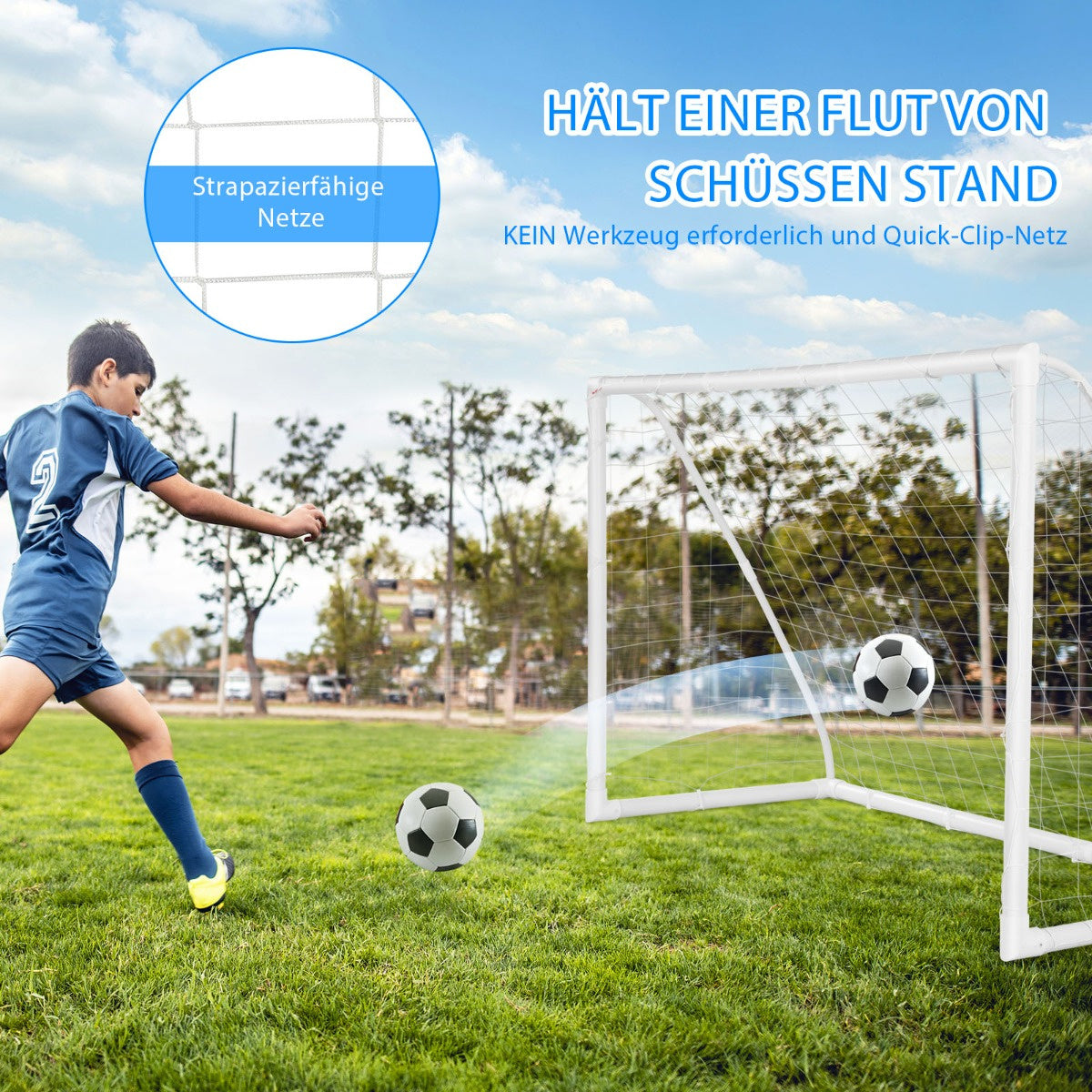 Coast Kindervoetbaldoel - 180 x 120 cm - voor spelen en trainen voor kinderen en tieners vanaf 6 jaar