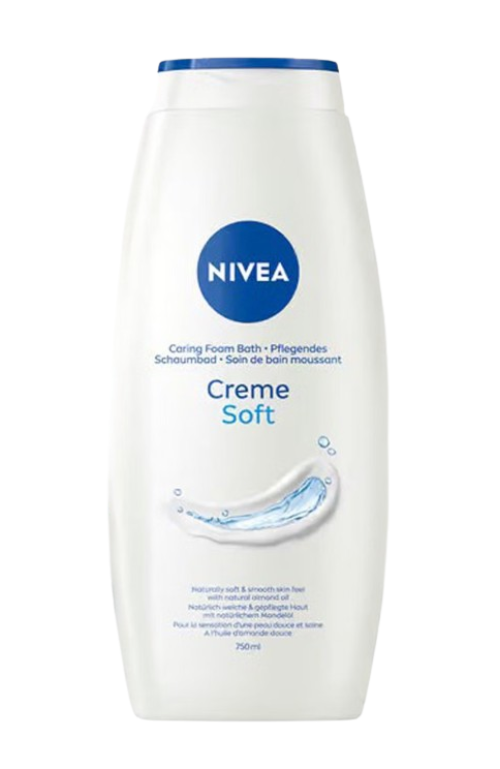 Nivea Creme Soft Badschuim 750 ml – Met Amandelolie, Vitamine C & E – Voor de Gevoelige Huid
