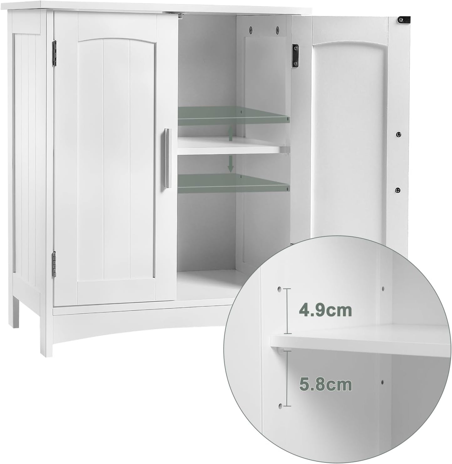Eugad Wastafelonderkast wit - badkamerkast met deuren en verstelbare plank - 50 x 30 x 60 cm