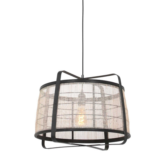 Anne Lighting - hanglamp - Capos - zwart - hout stof - Ø 48cm - E27 - 3511ZW