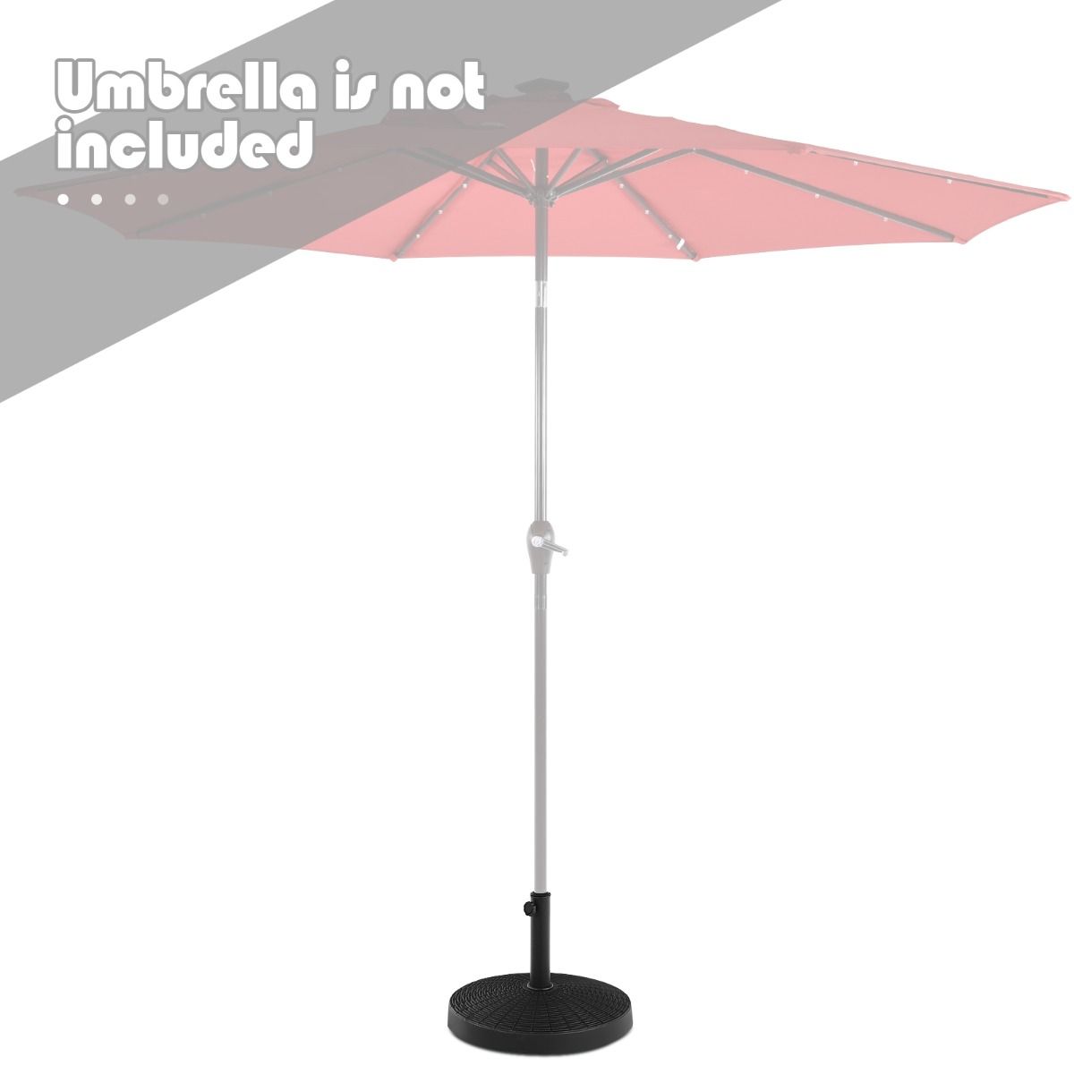 Coast Paraplubak Hars 22kg - Verstelbaar voor 38mm en 48mm - Rotan Ontwerp - Zwart - 52x36cm
