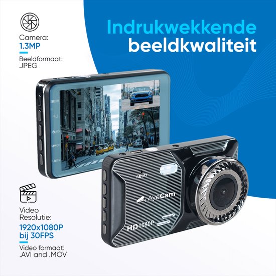 AyeCam Dashcam Pro – Dashcam voor Auto voor en Achter - FULL HD & Nachtvisie – G-Sensor - Incl. 32GB SD