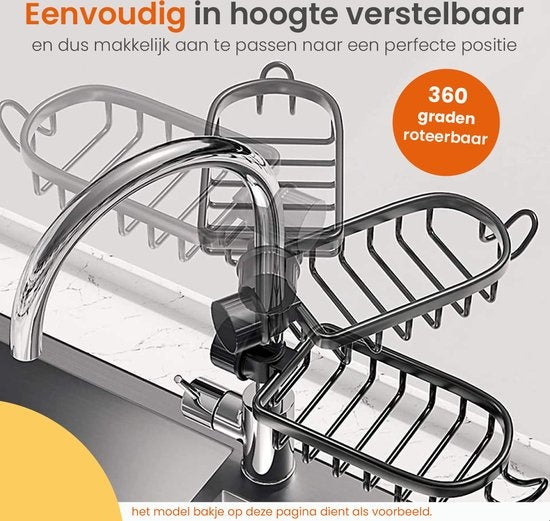 Goliving Doucherek hangend - Doucherekje - Zonder Boren - Keukenrek - Gootsteen Organizer - Badkamer Accessoires - 19,5 cm - Set van 2 - Zilver