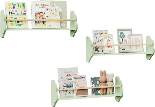 Woltu Wandplank Kinderen - 3 Stuks - 45 x 24 cm - Groen