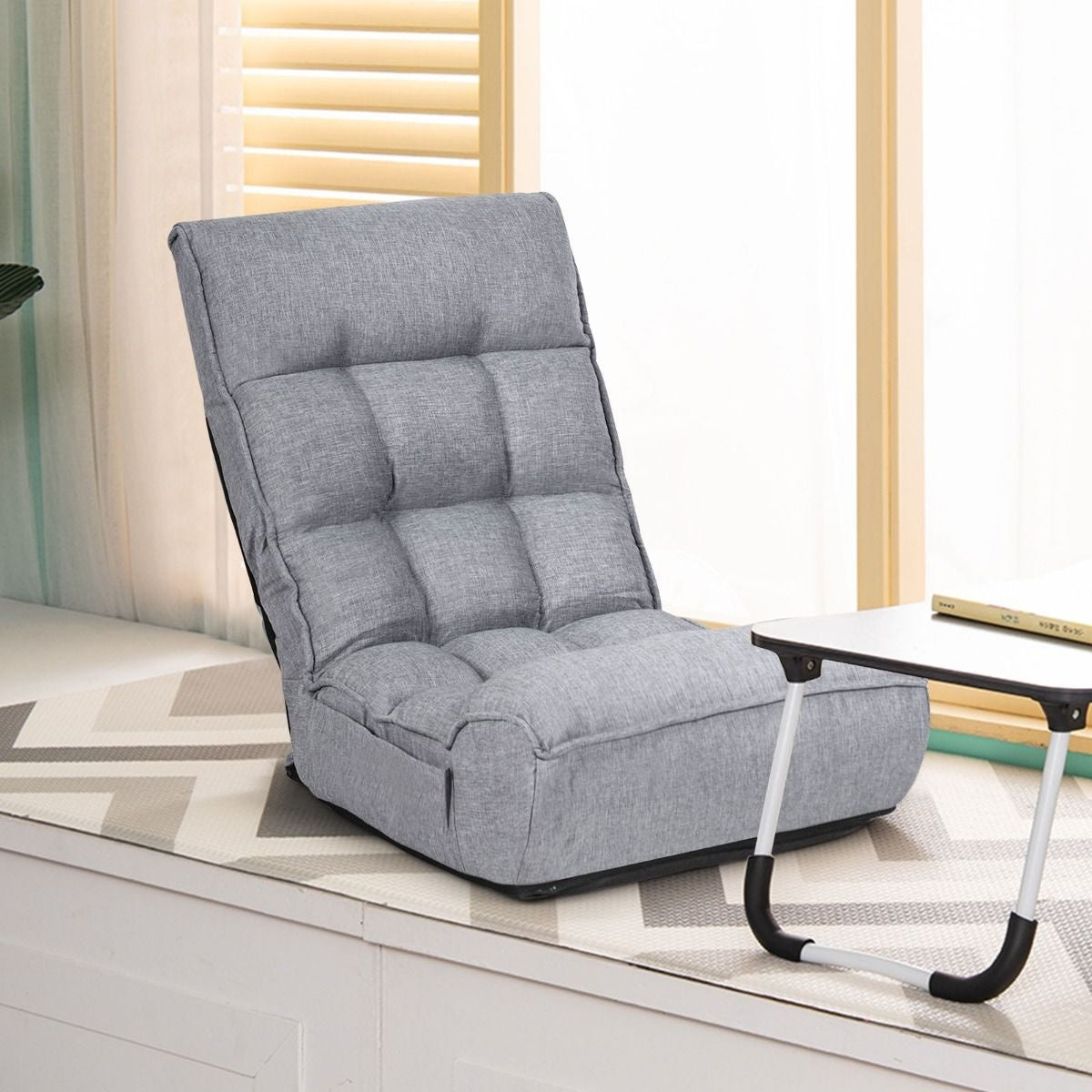 Coast Floor-Making Stoel 4-voudig verstelbare gamingvloer Sofa met rugleuning grijs