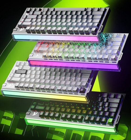 ATTACK SHARK R85HE - Magnetic Switch Wired Gaming Toetsenbord - 79keys - RGB light strip - Decorative Lanyard - Volume knob - PBT Keycaps - 8Khz - 0.005mmRT - 0.08ms - Neon Green