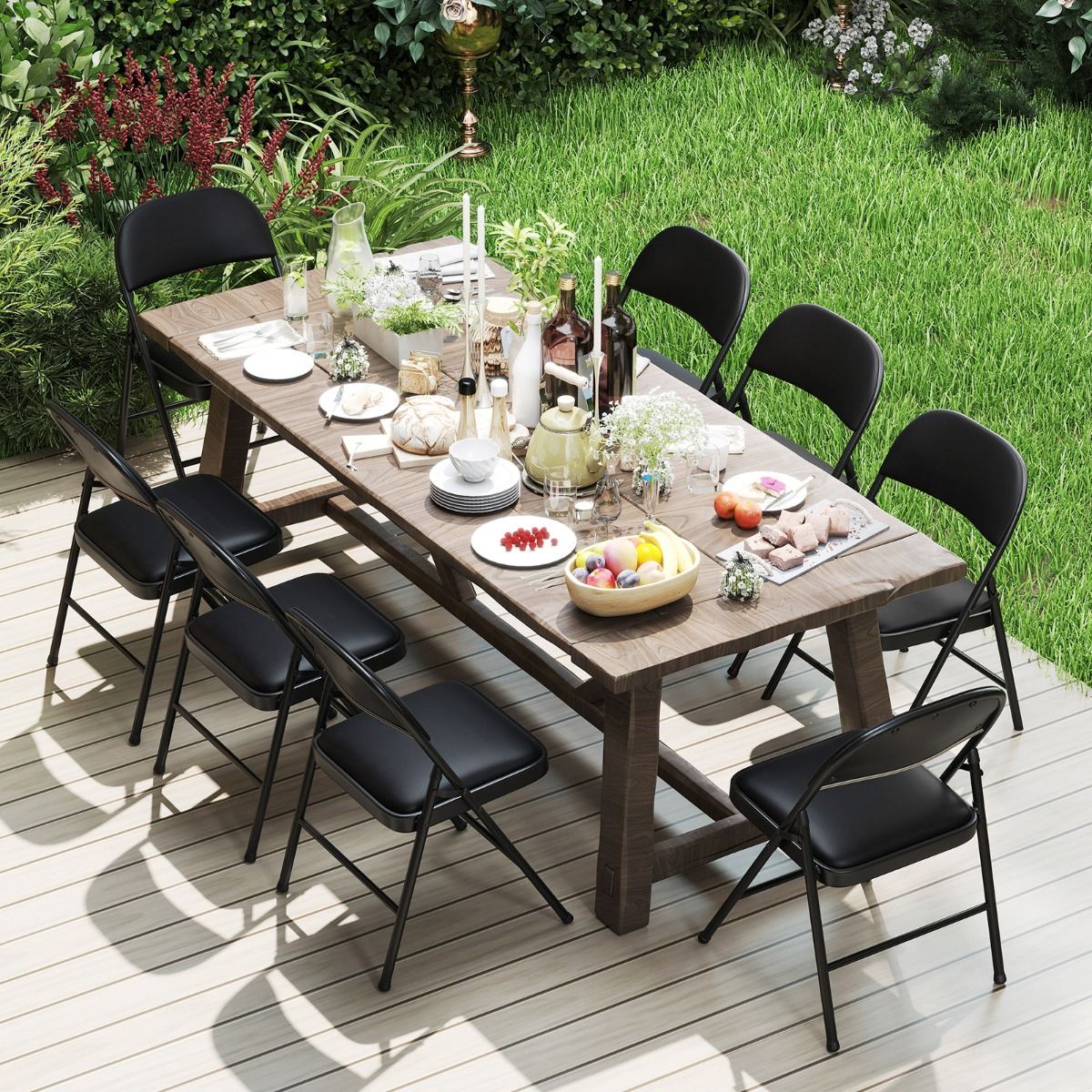 Coast Klapstoelen Set van 2 - metalen frame - kunstlederen bekleding - zwart