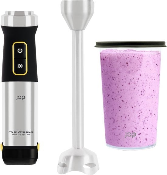 JAP Appliances – ForceBlend F1 Staafmixer – 1200 W & 800 ml – Voorzien Van 21 Snelheden En Titanium Messen – Voor Smoothies En Babyvoeding – Zilver Rvs