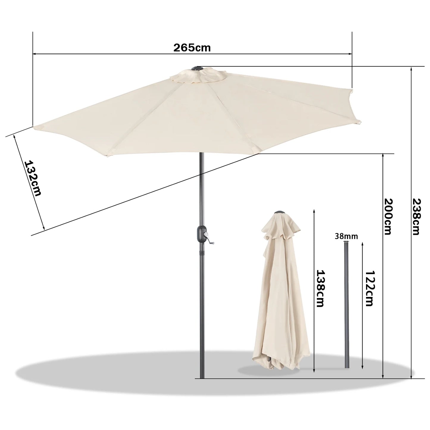 Angel Living Halve Zweefparasol 270 cm – Wandparasol Halfround – Appelgroen