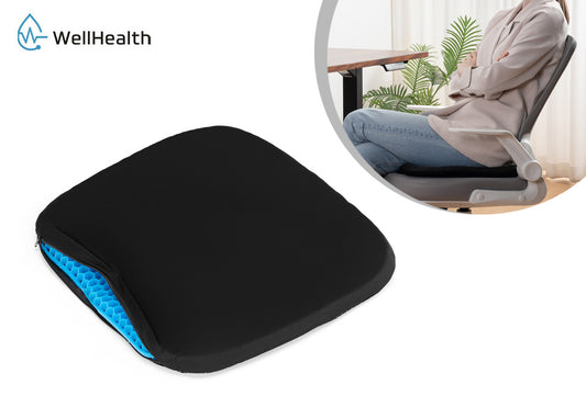 Wellhealth comfortabel gelkussen - geschikt voor elke stoel - Zwart